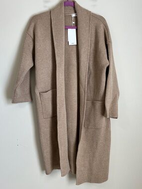 NWT Mango MNG Long Cardigan Beige Brown Lonline Womens XS